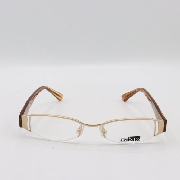 Rare CW Bliss Funky Gold Half Rim Vintage Glasses 49 19 145 - Picture 1 of 2